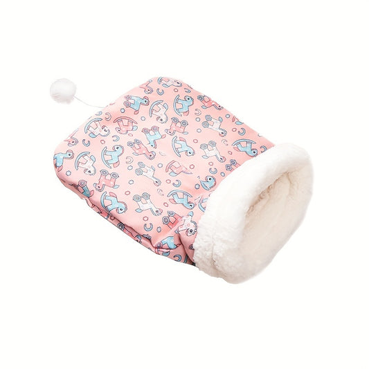 Tobypaws™ Plush Linen Cozy Cat Sleeping Bag Bed